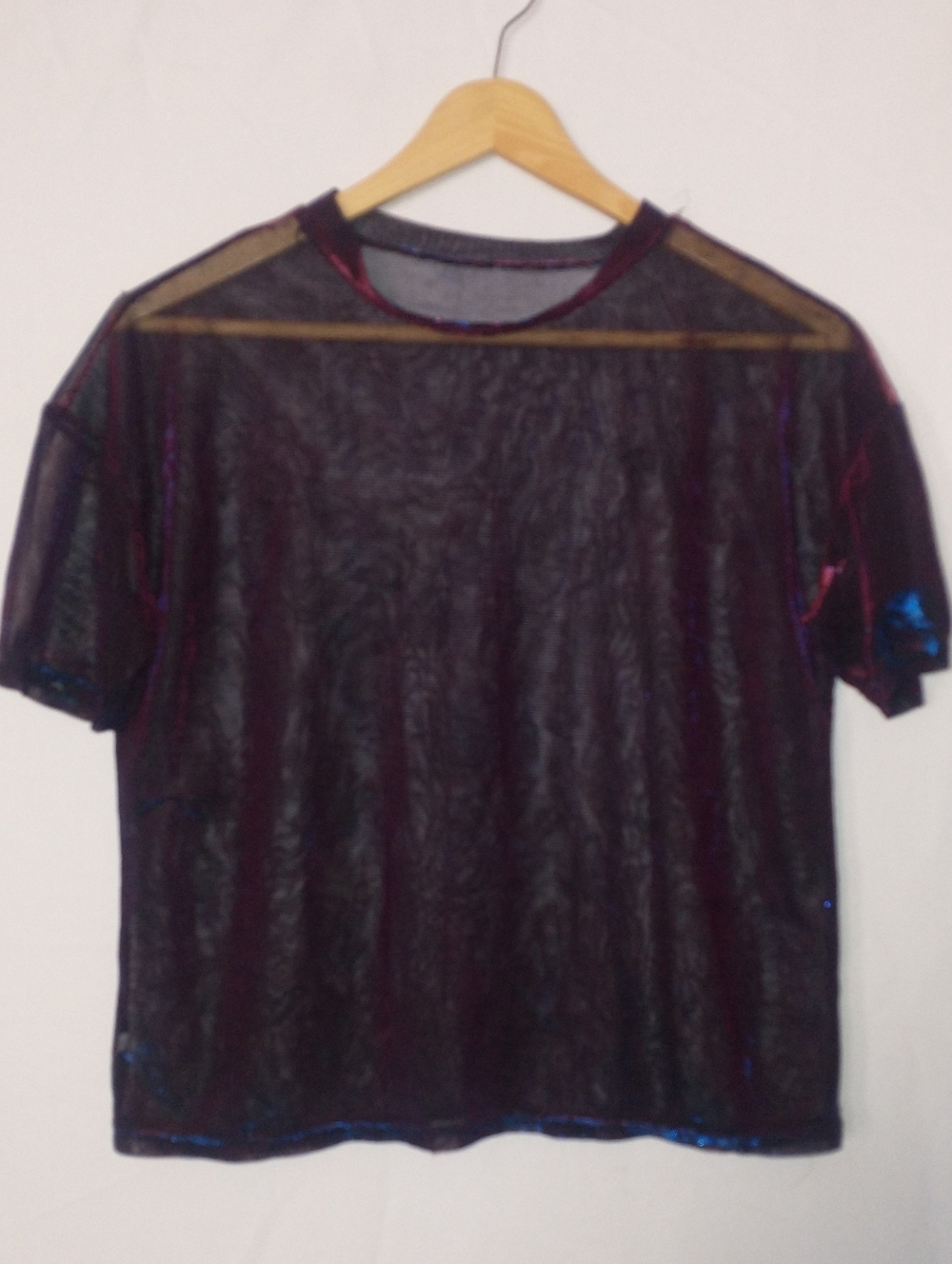 Y2K Sheer Black Men's Short Sleeve Shirt Irrodecent L